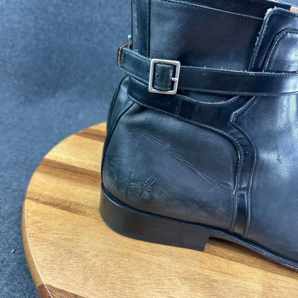John Fluevog 328 Newbury St Mens Boots Sz 9.5 Black Leather Chelsea Ankle Boots